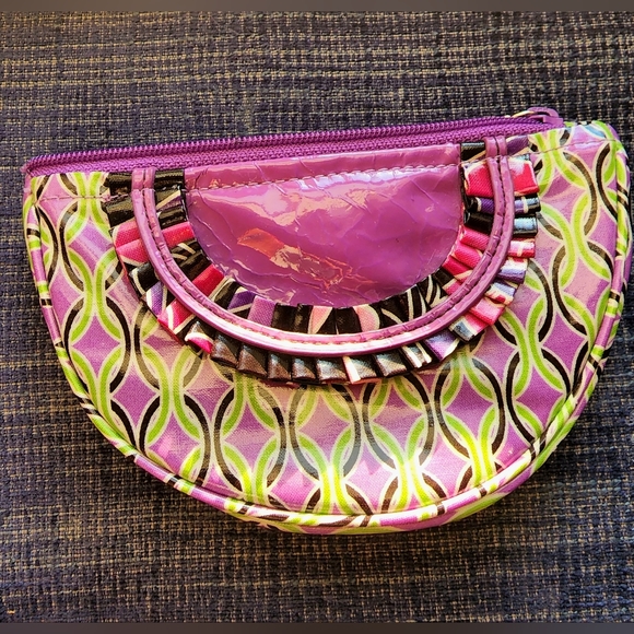 Vera Bradley retired green purple half moon, watermelon slice makeup pouch bag - Picture 4 of 9